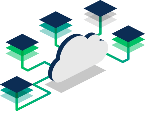 An illustration of a cloud server network.